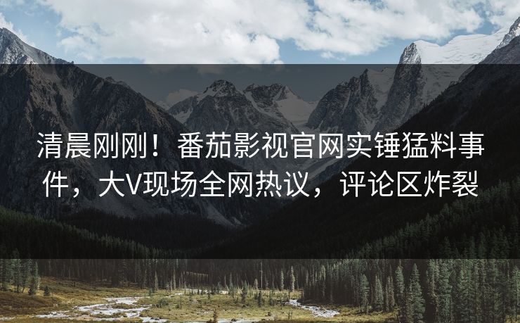 清晨刚刚！番茄影视官网实锤猛料事件，大V现场全网热议，评论区炸裂