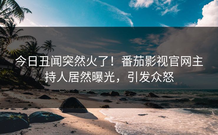 今日丑闻突然火了！番茄影视官网主持人居然曝光，引发众怒