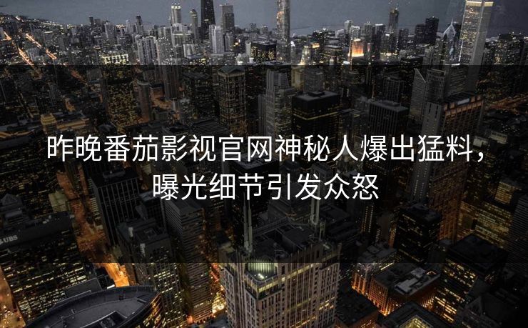昨晚番茄影视官网神秘人爆出猛料，曝光细节引发众怒