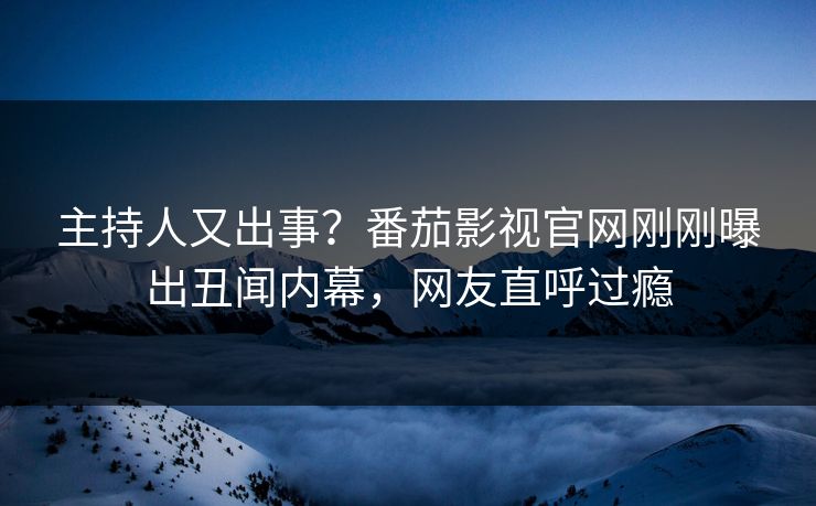 主持人又出事？番茄影视官网刚刚曝出丑闻内幕，网友直呼过瘾