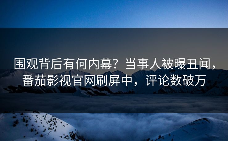 围观背后有何内幕？当事人被曝丑闻，番茄影视官网刷屏中，评论数破万