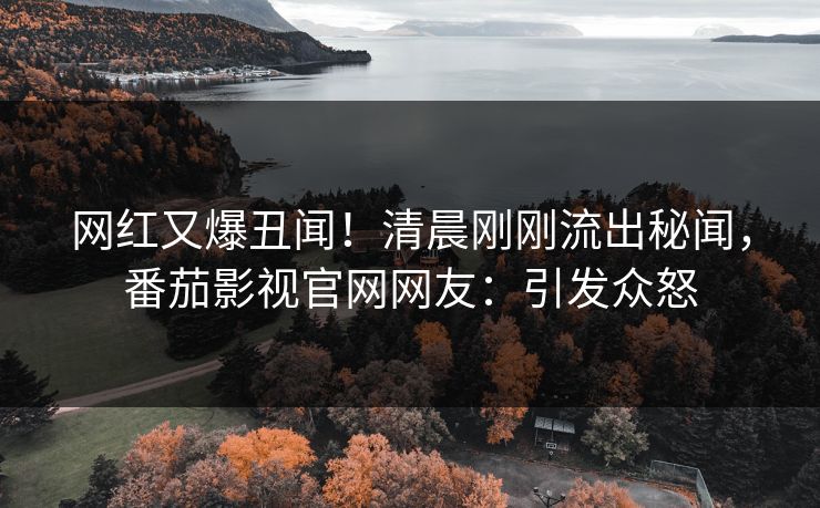 网红又爆丑闻！清晨刚刚流出秘闻，番茄影视官网网友：引发众怒